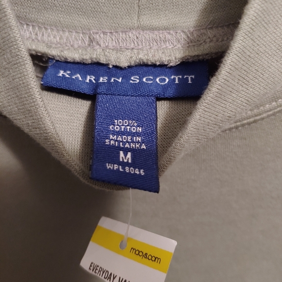 Karen Scott New Woman's Olive Green Mock Neck Long Sleeve Tee - Picture 4 of 4